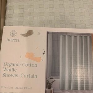 Haven Organic Cotton Waffle Shower Curtain 72in x 72in (182cm x 182cm)Sky Gray
